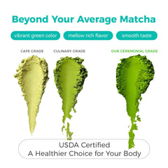 Emerail ceremonial-grade matcha tin open view ready for whisking