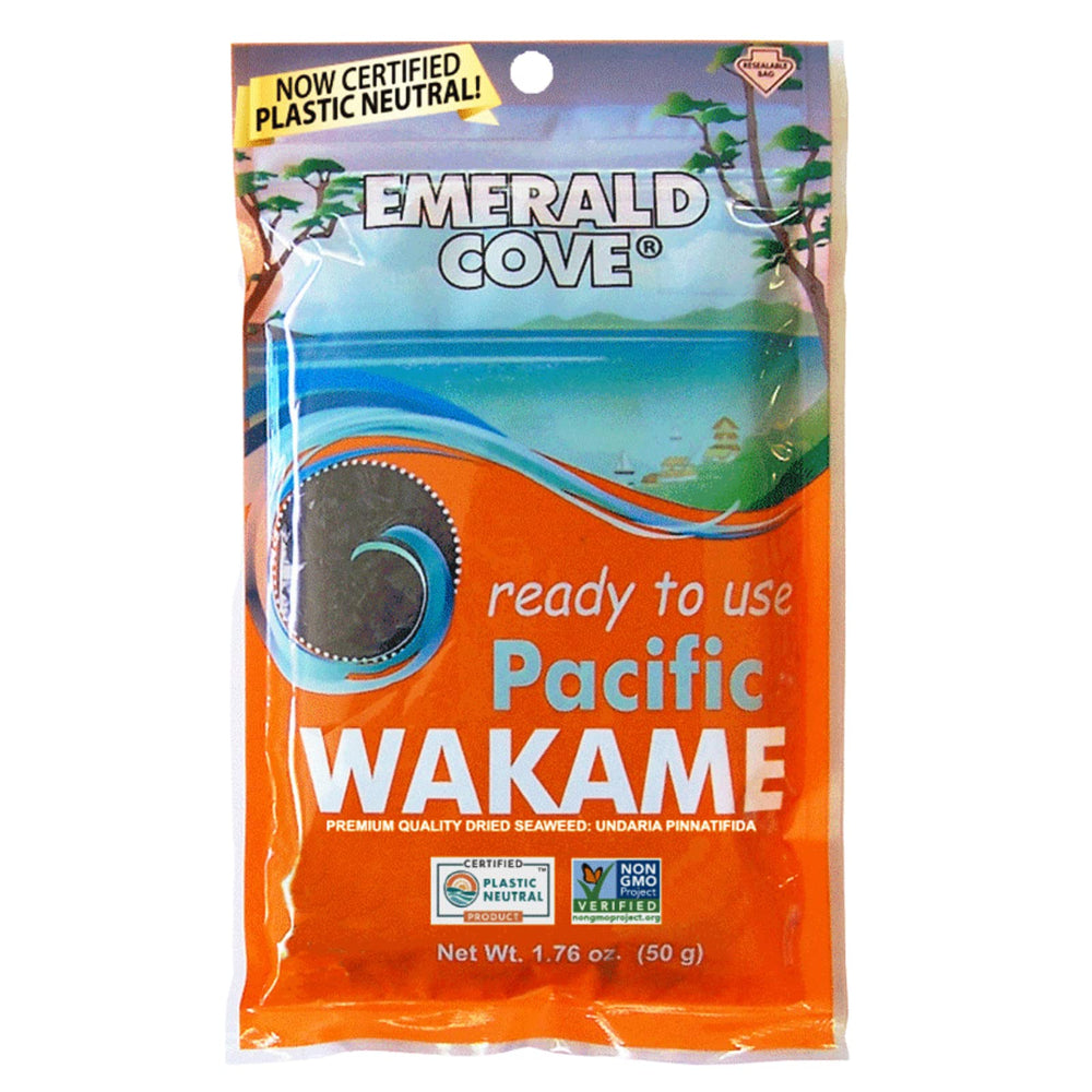 Emerald Cove wakame package; ready-to-use seaweed for quick meals.