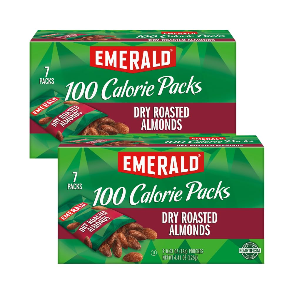 Emerald Dry Roasted Almonds 100-Calorie Pack—convenient on-the-go snack for busy days.