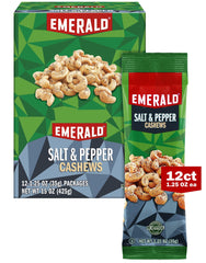 Emerald Salt and Pepper Cashews in a portable tube for on-the-go snacking
