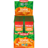 Emerald roasted salted cashews in a tube, ready for on-the-go snacking.