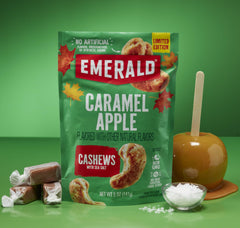 Emerald Salted Caramel Apple Cashews ingredients view shows simple, clean components.