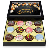 Empire Delights birthday cookies gift basket—gourmet chocolate cookies ready for gifting.