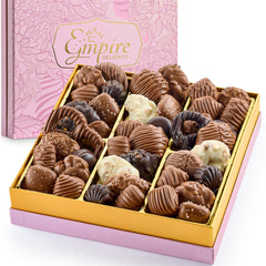 Empire Delights pink floral gift box covered in wrap, ready for gifting