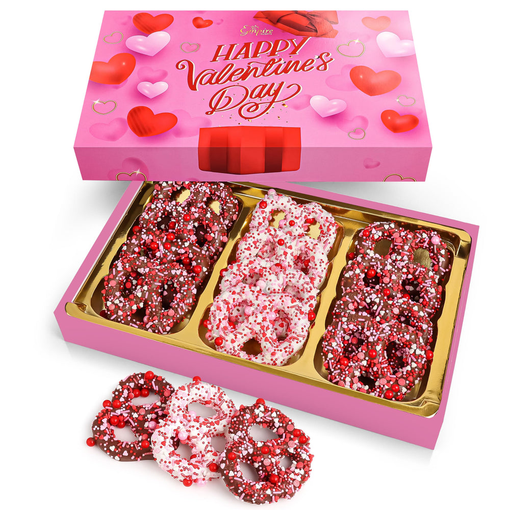 Empire Delights Valentine’s gift box front, ready to gift.