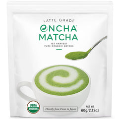 Encha Latte Grade Matcha Powder jar for premium latte base.