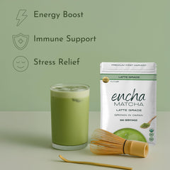 Encha matcha powder dissolving for a smooth latte texture