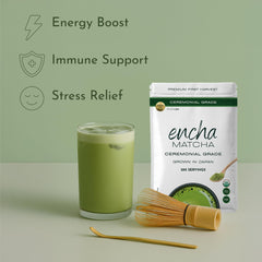 Encha 500g tin of ceremonial matcha for daily use and long-term value.