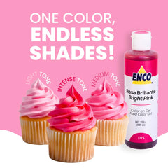 ENCO Bright Pink Gel for royal icing creates crisp, consistent shade.