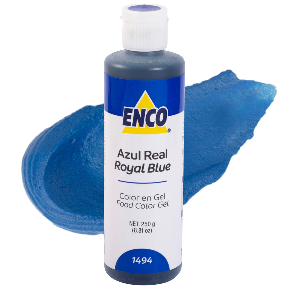ENCO gel food coloring royal blue bottle pouring vivid frosting color