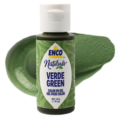 ENCO green coloring gel bottle-front for vibrant icing colors on cakes.