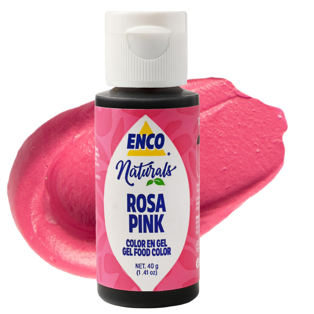 ENCO pink color gel for icing shows vibrant shade for cake decorations.