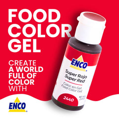 ENCO Super Red gel swirl on frosting shows bold, even tint
