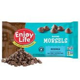 Enjoy Life Ricemilk Morsels bag showing a dairy-free chocolate chip for baking