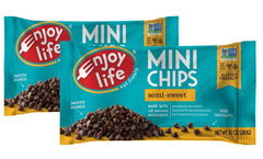 Enjoy Life Semi-Sweet Chocolate Mini Chips in a bag, ideal for dairy-free baking.