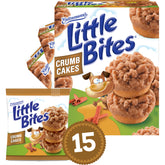 Entenmann's Little Bites Crumb Cake Muffins 3-pack box, 15 individually wrapped packs for easy snacking.