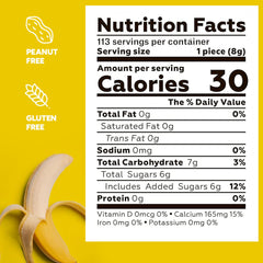 Entervending banana Runts candy close-up highlighting crunch and color.