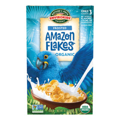 EnviroKidz Amazon Frosted Flakes cereal box for gluten-free breakfast