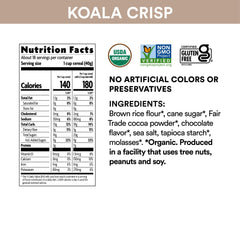 EnviroKidz Koala Crisp in milk highlights crunchy texture for kids' breakfast