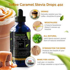 Enzo's Liquid Stevia Drops used in tea for caramel flavor without sugar.