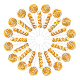 EORA gold-white twist lollipops pack, ideal for party favors and cake decorating.
