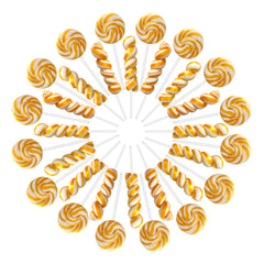 EORA gold-white twist lollipops pack, ideal for party favors and cake decorating.