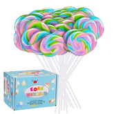 EORA Rainbow Twisty Swirl Lollipops, vibrant colors, ideal for celebrations.