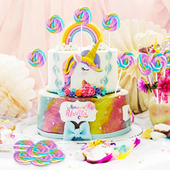 EORA Unicorn candy swirl lollipops add magical charm to birthdays.