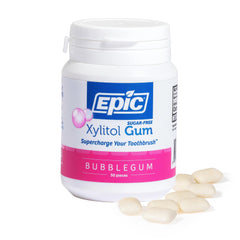 Epic 100% Xylitol Bubblegum Gum pack promotes fresh breath and sugar-free chewing.