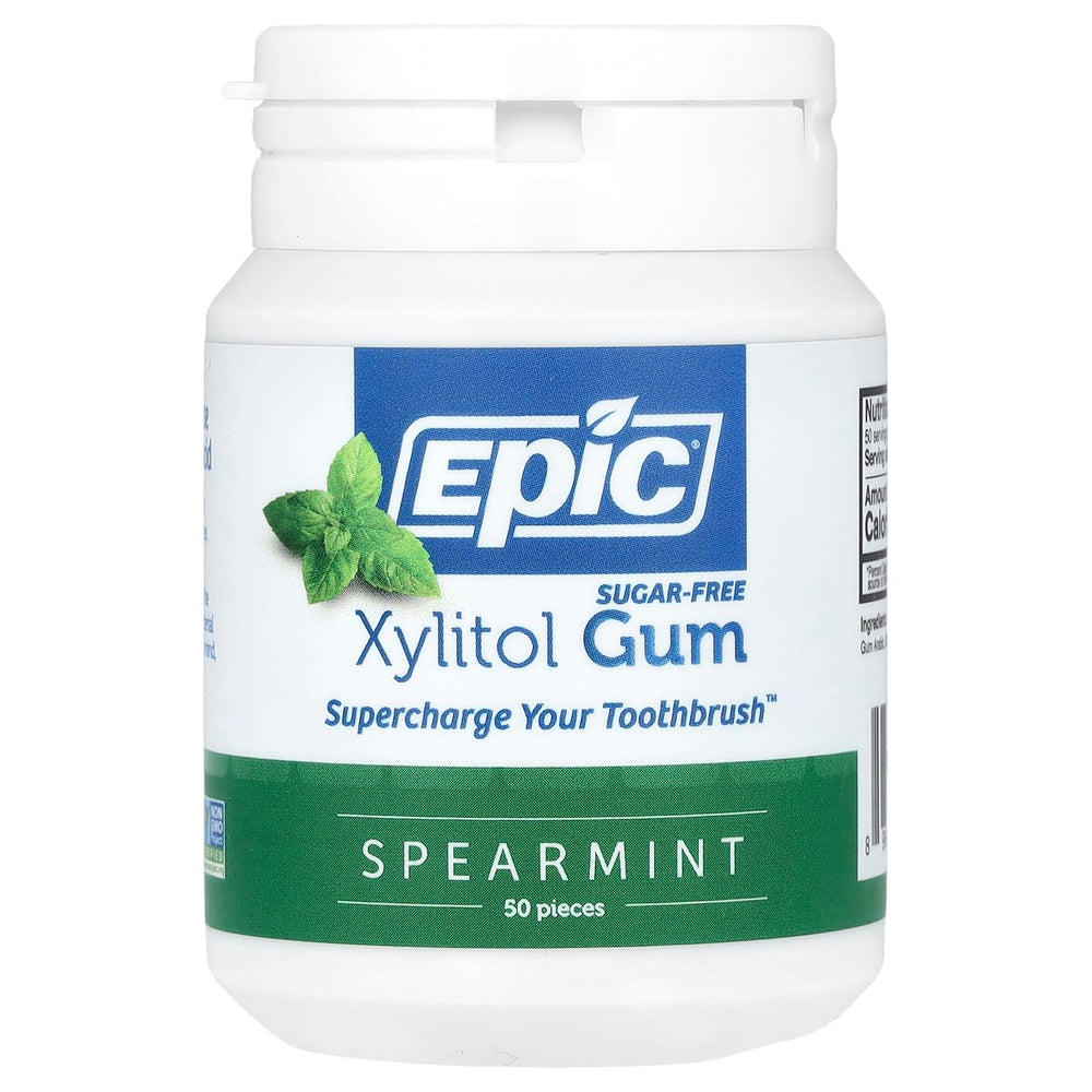 Epic Dental Gum Xylitol Spearmint pack close-up for quick breath refresh