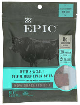 Epic Jerky Lvr Bites in a resealable pouch for on-the-go protein