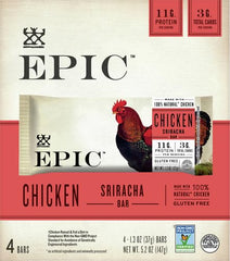 EPIC Sriracha Chicken Bar gluten-free badge shown