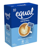 Equal Sugar Packets box ready for easy coffee sweetness on the go.