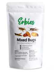 Erbies mixed trail mix of edible insects featuring crickets, grasshoppers, and pupae for adventurous snacking.