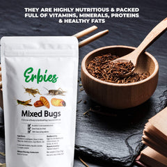 Erbies silkworm pupae and sago worms present bold textures and unique flavors.