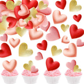 Ercadio edible red gold heart topper on cake adds festive romance
