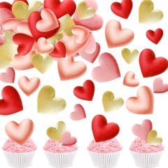 Ercadio edible red gold heart topper on cake adds festive romance