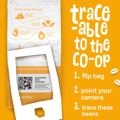 Ethical Bean Organic USDA label on bag indicating pesticide-free sourcing.