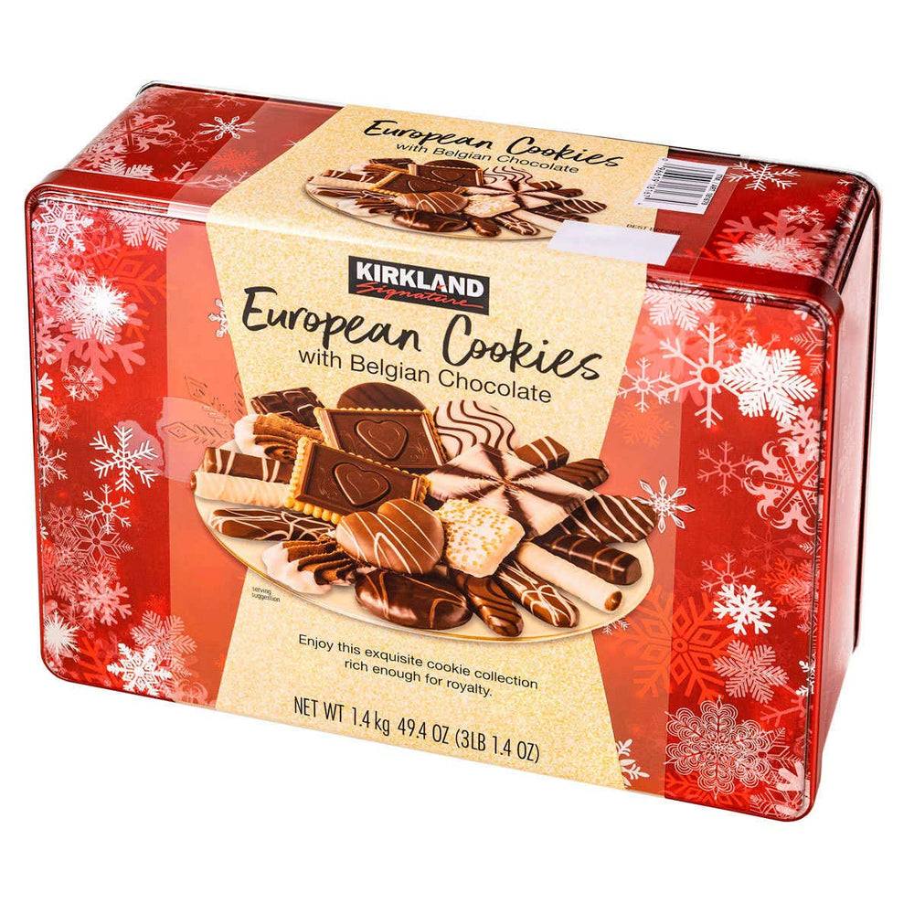 European Cookies Kirkland Signature Belgian chocolate pack shot with premium chocolate-coated biscuits