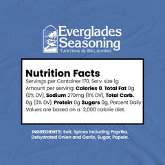 Everglades seasoning bottle front shows USA-made badge for coastal flavor