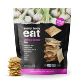 Every Body Eat Snack Cracker Thins packaging highlights gluten-free vegan snacking.