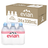 Evian 330ml bottle, naturally refreshing water for everyday hydration.
