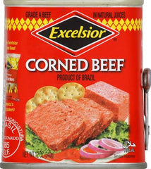 EXCELSIOR corned beef slices on biscuits for a savory snack.
