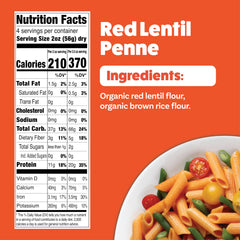 EXPLORE CUISINE Uncooked red lentil penne close-up highlights smooth texture for quick meals
