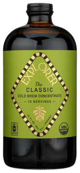 Explorer Cold Brew Classic concentrate bottle front showing 32 oz size for at-home brewing.