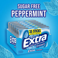 EXTRA Peppermint gum back view, handy travel companion in carry-on.