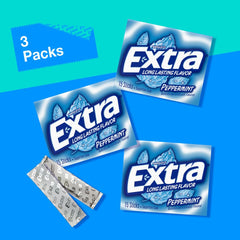 EXTRA Peppermint sugar-free gum 45 sticks close-up texture and aroma