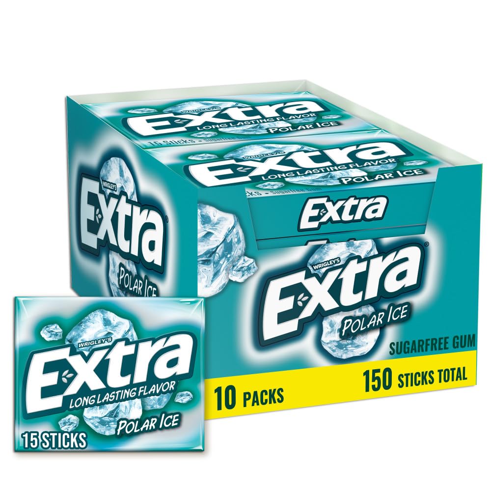 Extra Polar Ice gum pack 10 sticks for on-the-go freshness.
