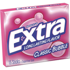 Extra Sugar Free Gum Classic Bubble slim pack stack highlights convenient option