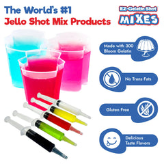EZ-SQUEEZE Green Apple Appletini gelatin mix prepared shot glass ready to serve.